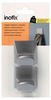 Crochet Adhésif x2 en Acier Inox Chrome Mat 