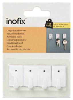 Crochet Adhésif en Acier Inoxydable Blanc x4 Petit Modèle 