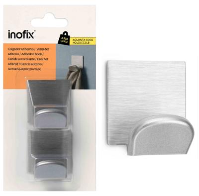 Crochet Adhésif x2 en Acier Inox Chrome Mat 