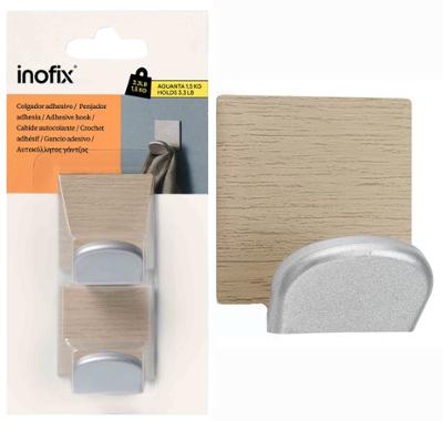 Lot de 2 crochets adhésifs muraux en acier imitation bois érable pour cuisine