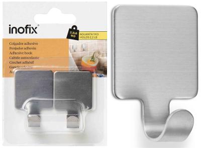 Lot de 2 crochets adhésifs muraux en acier inoxydable pour cuisine, installation sans perçage