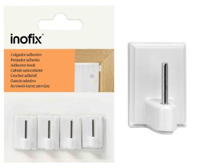 Crochets adhésifs blancs pour tringle à rideaux, pack de 4, fixation sans perçage