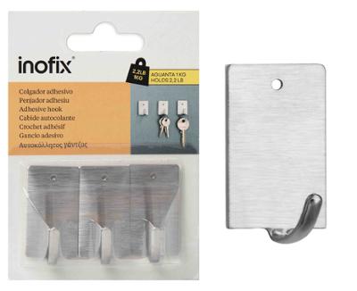 Crochets adhésifs en acier inoxydable x3 pour la cuisine, fixation murale sans perçage.