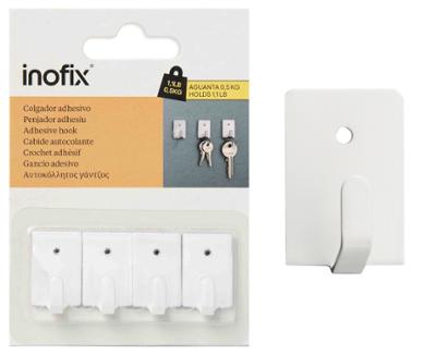 Crochet adhésif en acier inoxydable blanc, lot de 4 petits modèles pour cuisine, fixation sans perçage.