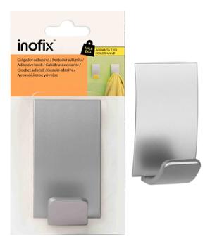 Portemanteau Adhésif Rectangle Chrome Mat 