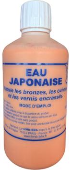 Eau Japonaise Rénovateur Vernis & Bronzes 500 ml, nettoyant liquide pour l'entretien des métaux.