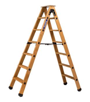 Escabeau Bois Double Accès 2 x 5 Marches + Tablette Multiplis