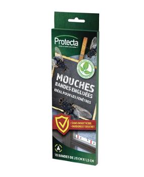 Mouches Bandes Engluées Pour Fenêtre Étui de 10 Bandes 1.5 x 20 cm