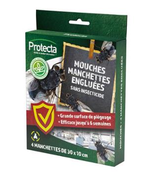 Piège à mouches et insectes volants : étui de 4 manchettes engluées adhésives 10x30 cm