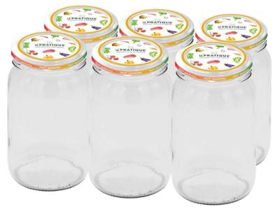 Bocaux Le Pratique en verre 1.5L Ø110 mm, pack de 6, pour la conservation des aliments