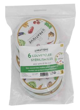 6 couvercles stérilisables en métal pour bocaux de conserves Ø100 mm