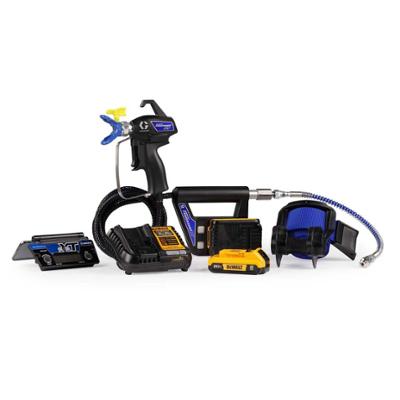 Kit Pistolet Airless Contractor PowerShot XT sans fil avec écran, chargeur 20V et 2 batteries pour pulvérisation de peinture professionnelle.