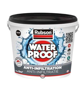 Bidon de 5 litres de peinture d'étanchéité liquide noire anti-infiltration pour toitures, résistant aux UV et intempéries.