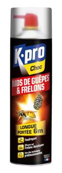 Aérosol anti guêpes et frelons TP18 longue portée 500 ml, pour une utilisation extérieure.