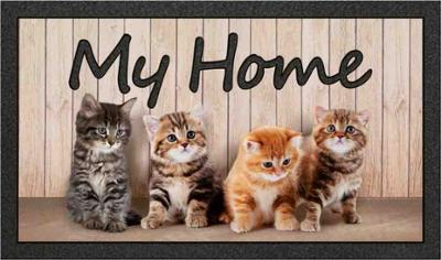 Tapis de sol décoratif My Home format Classic avec motif chatons, dimensions 40 x 68 cm.