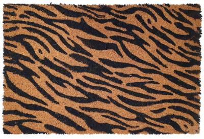 Tapis Coco Imprimé Zèbre Écru et Noir 40 x 60 cm