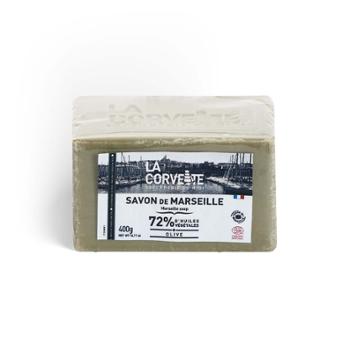 Pain de Savon de Marseille authentique à l'huile d'olive 72% végétal 400 g