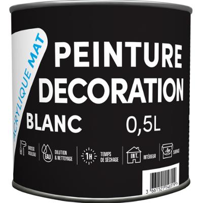 Peinture Décoration Acrylique Mat Blanc 0.5L
