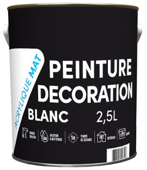 Peinture Décoration Acrylique Mat Blanc 2.5L