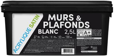 Peinture Murs et Plafonds Acrylique Satin Blanc 2.5L