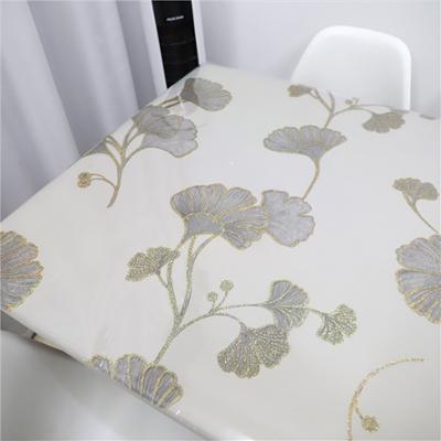 Nappe Cristal transparente Relief 3D motif Ginkgo au métrage 140 cm x 20 m