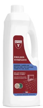 Emulsion Vitrifiante pour Sols Plastiques et Carrelage, flacon 1 litre, qui protège et fait briller.