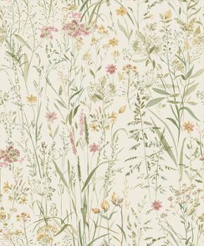Papier peint vinyle intissé Free Flower A74501 jaune et vert avec motifs floraux