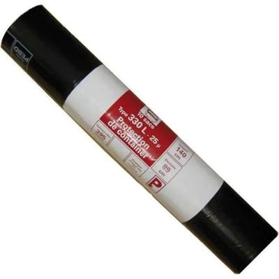 Housse de protection container noire 330L, rouleau de 10 sacs poubelles résistants