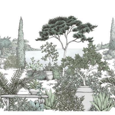 20001 - Papier Peint Intissé A L'Ombre Des Pins Vert Eucalyptus  - M