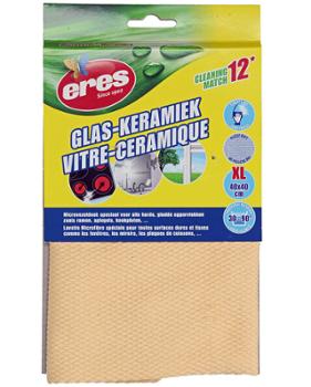 Chiffon microfibre beige pour le nettoyage des vitres et surfaces céramiques