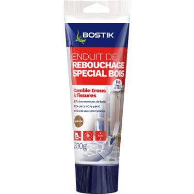 Enduit de rebouchage bois en pâte, tube de 330 g, prêt à l'emploi pour la réparation des fissures et trous du bois.