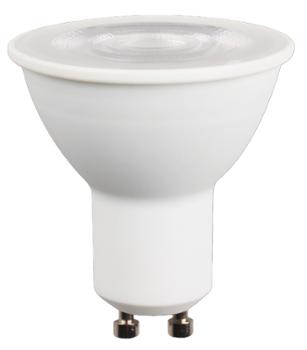 Ampoule LED GU10 blanche à deux broches pour spots et éclairage encastré.