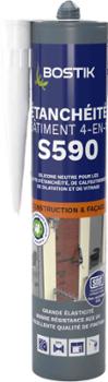 Mastic d'étanchéité 4en1 S590 blanc en cartouche 300 ml, idéal pour joints sanitaires et anti-moisissure