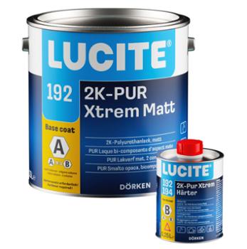 Pot de peinture laque Lucite 192 2k-Pur Xtrem Matt et pot de durcisseur pour usage intérieur et extérieur