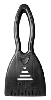 Gratte-givre triangulaire gris pailleté avec lame dentelée et poignée ergonomique pour pare-brise