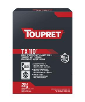 Boite d'enduit TX110 Toupret un enduit de rebouchage en poudre pour travaux d'intérieur.