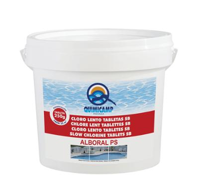 seau de galets ou pastilles de 250g de chlore lent pour la piscine Quimicamp