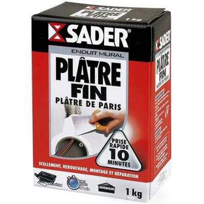Boite de 1kg de plâtre fin de Paris en poudre Sader