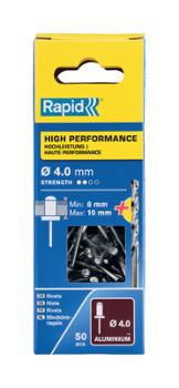 Rivets alu Haute Performance Ø4.0 x 14 mm (x50) pour fixations solides.