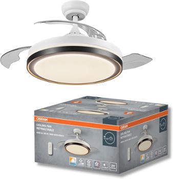 Plafonnier lumière et ventilateur à pales rétractables Osram avec packaging