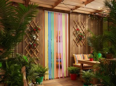 Rideau de Porte Lanières Antilles Tutti Frutti 90 x 220 cm