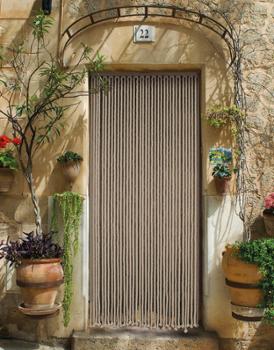 Rideau de porte en cordage de coton tressé écru 90x200 cm, style bohème et naturel.