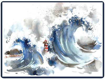 Set de Table 40 x 30 cm Vague Aquarelle Set de Table 40 x 30 cm Vague Aquarelle