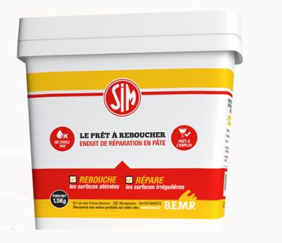 Sim le Prêt à Reboucher Enduit de Réparation en Pâte 1.5 kg Sim le Prêt à Reboucher Enduit de Réparation en Pâte 1.5 kg