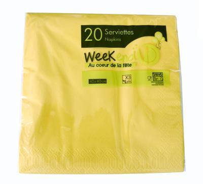 20 Serviettes 3 Plis Jaunes 40 x 40 cm 20 Serviettes 3 Plis Jaunes 40 x 40 cm