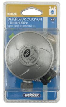 Détendeur QUICK-ON Butane Avec Tétine Ø20 NF GAZ en Blister Détendeur QUICK-ON Butane Avec Tétine Ø20 NF GAZ en Blister