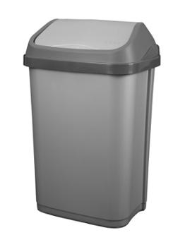 Poubelle Couvercle Basculant Gris Silver 50L Poubelle Couvercle Basculant Gris Silver 50L