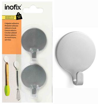 Crochet Adhésif Rond x2 Chromé Mat  Crochet Adhésif Rond x2 Chromé Mat