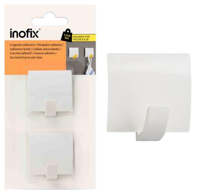 Crochet Carré Adhésif x2 Blanc Crochet Carré Adhésif x2 Blanc