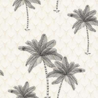 8241 - Vinyle sur Intissé Palmier Noir Fond Grège 8241 - Vinyle sur Intissé Palmier Noir Fond Grège